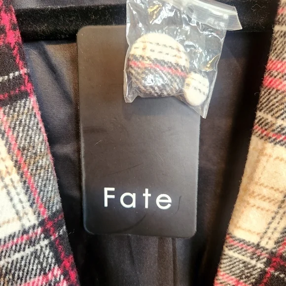FATE BIG APPLE DREAMS PLAID FLANNEL LIKE WOOL BLEND BLAZER - NWT - MEDIUM - Picture 6 of 13